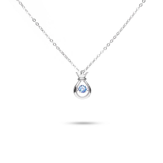 MILLENNE Multifaceted Blue Topaz Ice Queen White Gold Necklace with 925 Sterling Silver