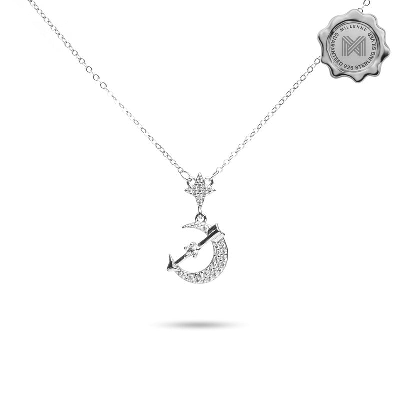 MILLENNE Match The Stars Artemis Studded Cubic Zirconia White Gold Necklace with 925 Sterling Silver