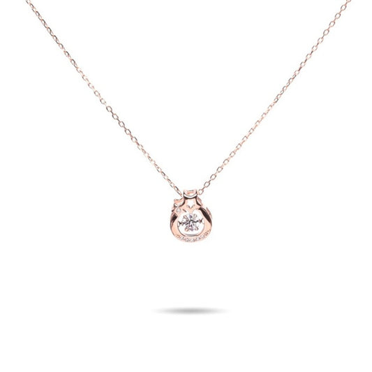 MILLENNE Made For The Night Wishing Star Studded Cubic Zirconia Rose Gold Necklace with 925 Sterling Silver