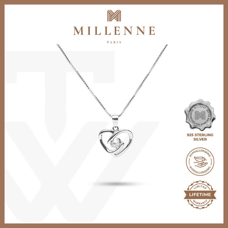 MILLENNE Made For The Night Forever Cubic Zirconia White Gold Necklace with 925 Sterling Silver