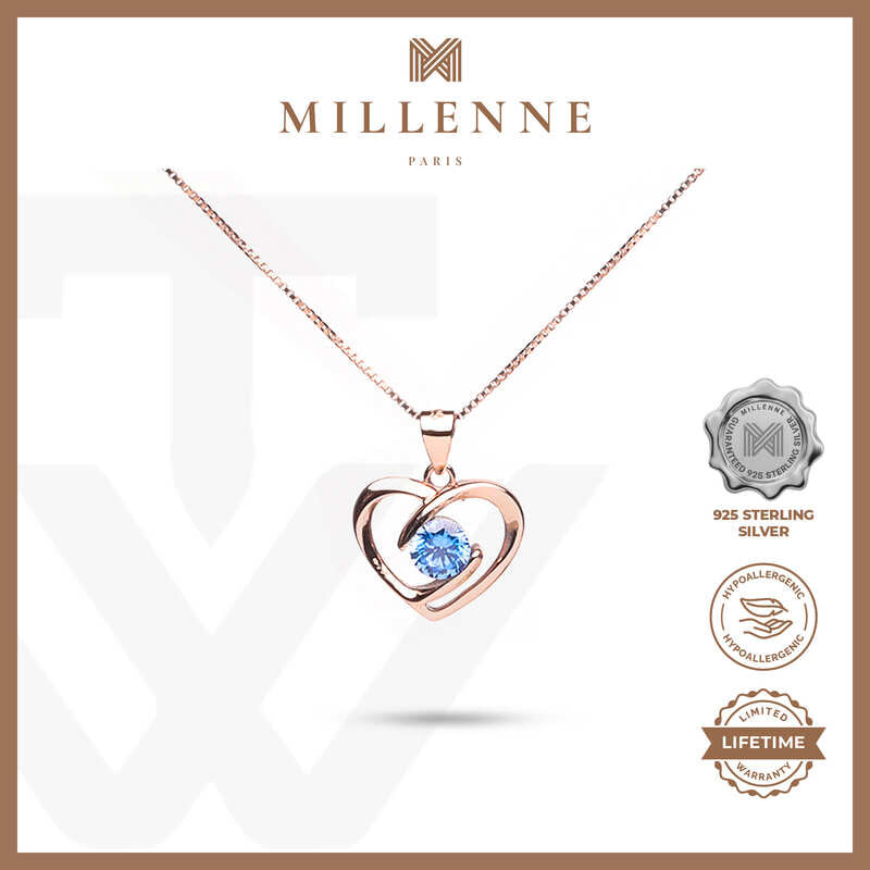 MILLENNE Made For The Night Forever Cubic Zirconia Rose Gold Necklace with 925 Sterling Silver