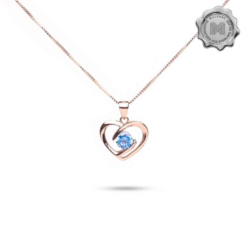 MILLENNE Made For The Night Forever Cubic Zirconia Rose Gold Necklace with 925 Sterling Silver