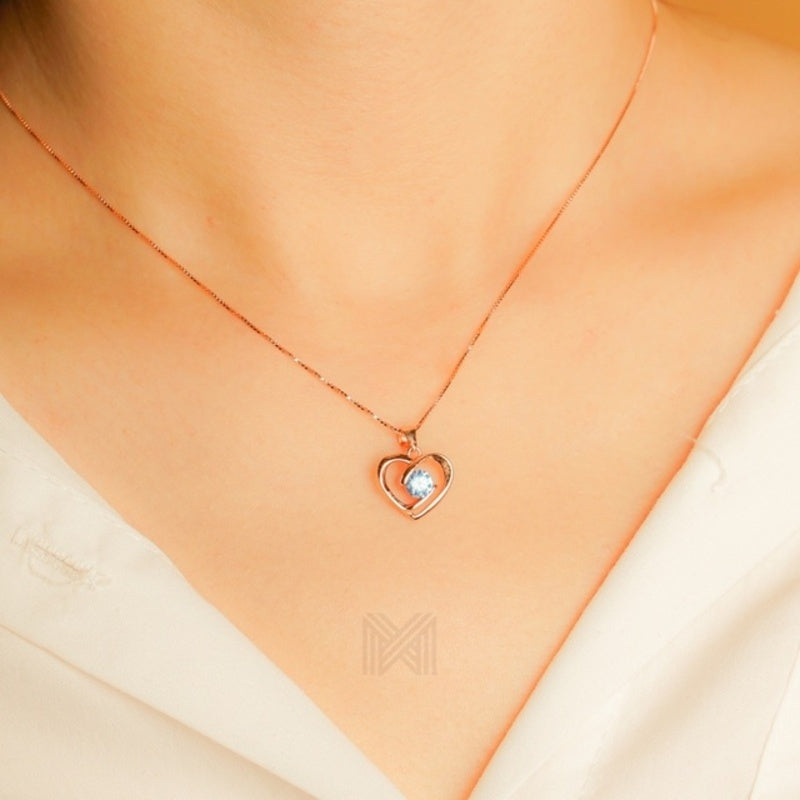 MILLENNE Made For The Night Forever Cubic Zirconia Rose Gold Necklace with 925 Sterling Silver