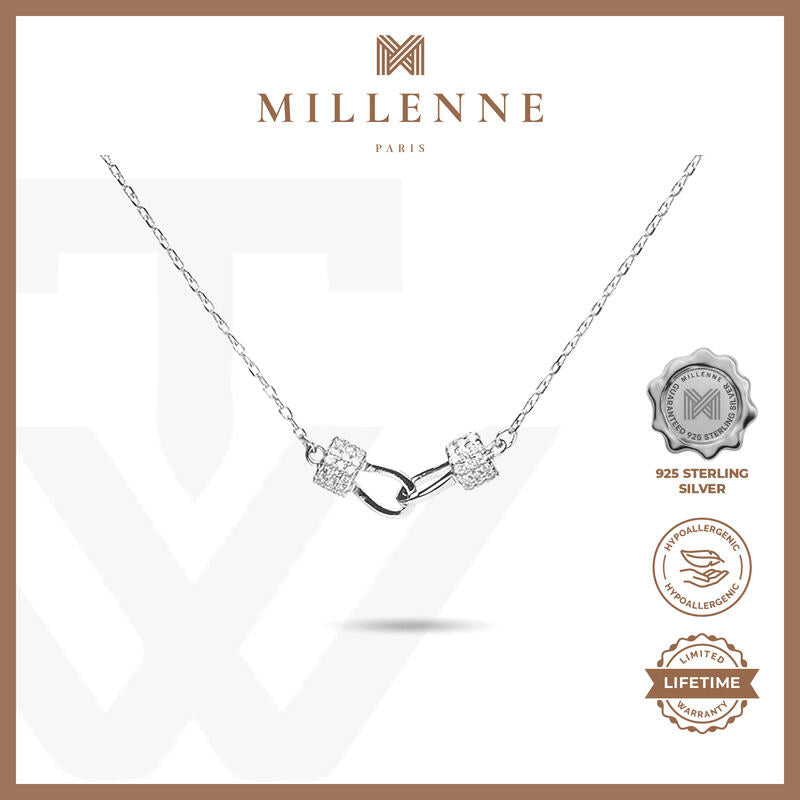 MILLENNE Millennia 2000 Diamond Forever Linked Cubic Zirconia White Gold Necklace with 925 Sterling Silver