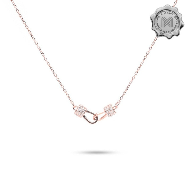 MILLENNE Millennia 2000 Diamond Forever Linked Cubic Zirconia Rose Gold Necklace with 925 Sterling Silver