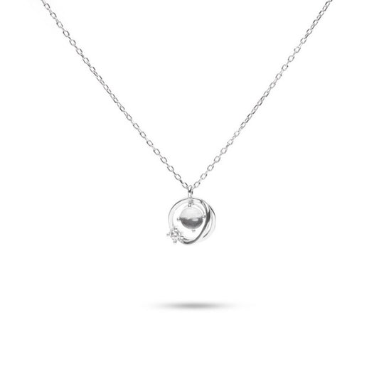 MILLENNE Match The Stars Freshwater Pearl Perigee Cubic Zirconia White Gold Necklace with 925 Sterling Silver