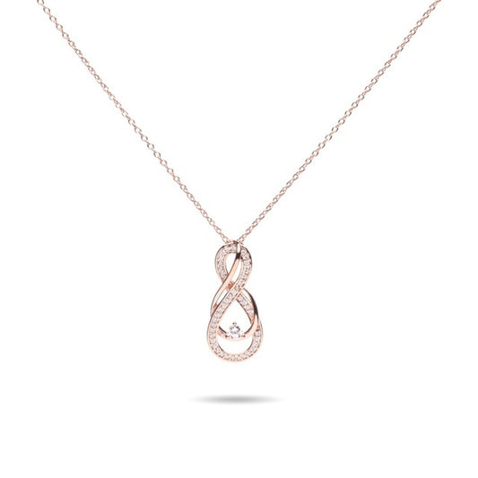 MILLENNE Made For The Night Intricate Entwined Studded Cubic Zirconia Rose Gold Necklace with 925 Sterling Silver