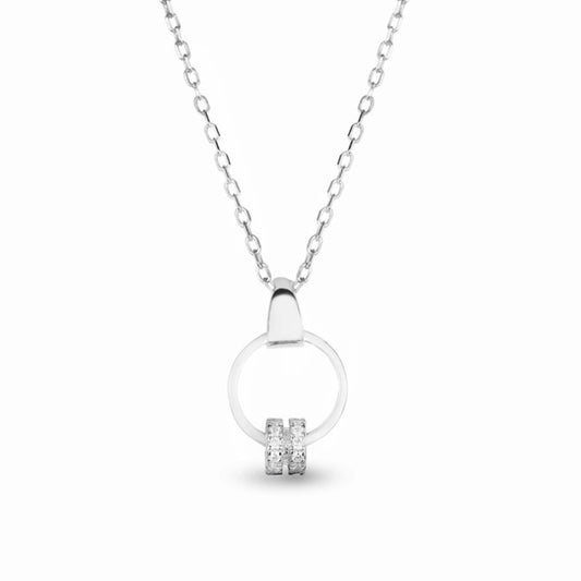 MILLENNE Made For The Night Simple Circle White Gold Necklace with 925 Sterling Silver