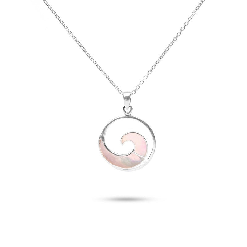 MILLENNE Multifaceted Mother of Pearls Ocean Wave White Gold Pendant with 925 Sterling Silver