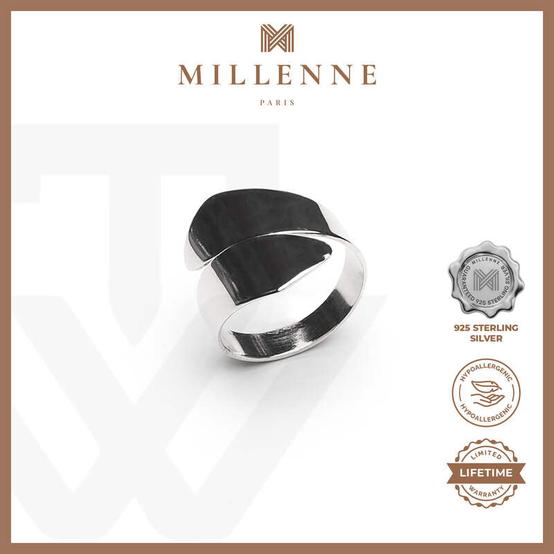 MILLENNE Minimal Broad Silver Ring with 925 Sterling Silver