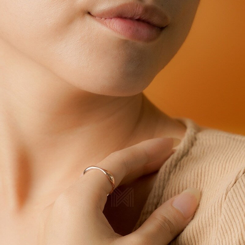 MILLENNE Minimal Organic Flow Rose Gold Ring with 925 Sterling Silver