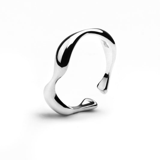 MILLENNE Minimal Organic Flow Rhodium Ring with 925 Sterling Silver