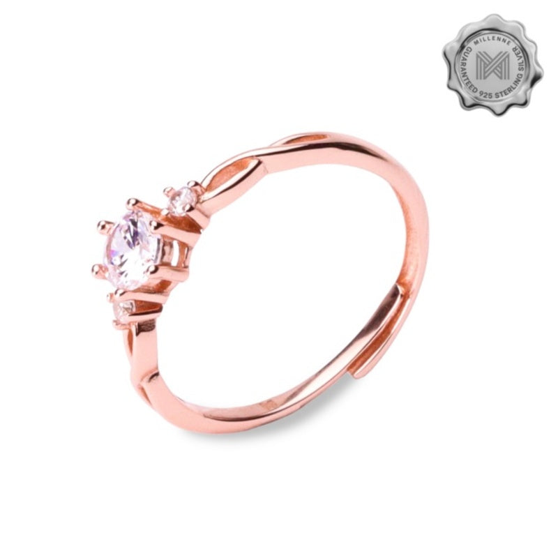 MILLENNE Made For The Night Diamonds are Forever Cubic Zirconia Rose Gold Ring with 925 Sterling Silver