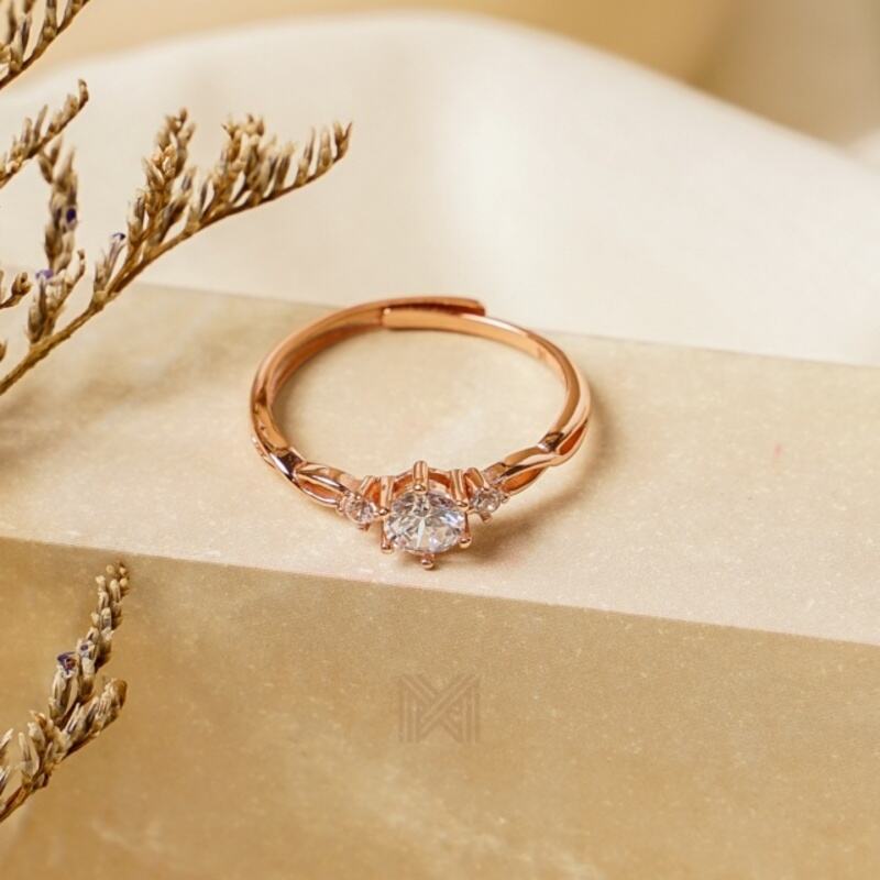 MILLENNE Made For The Night Diamonds are Forever Cubic Zirconia Rose Gold Ring with 925 Sterling Silver