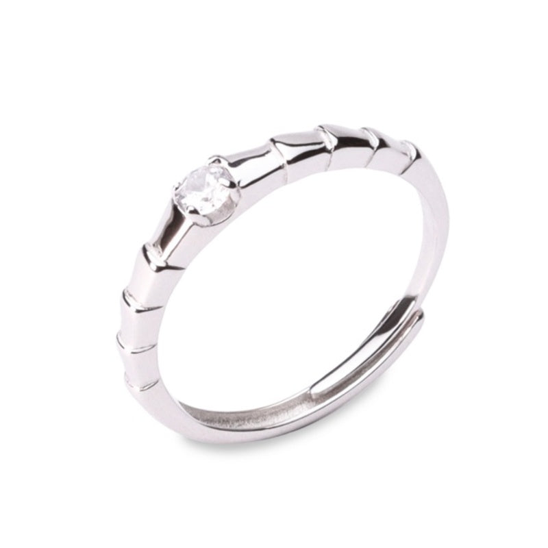 MILLENNE Minimal Petite Cubic Zirconia White Gold Stackable Ring with 925 Sterling Silver