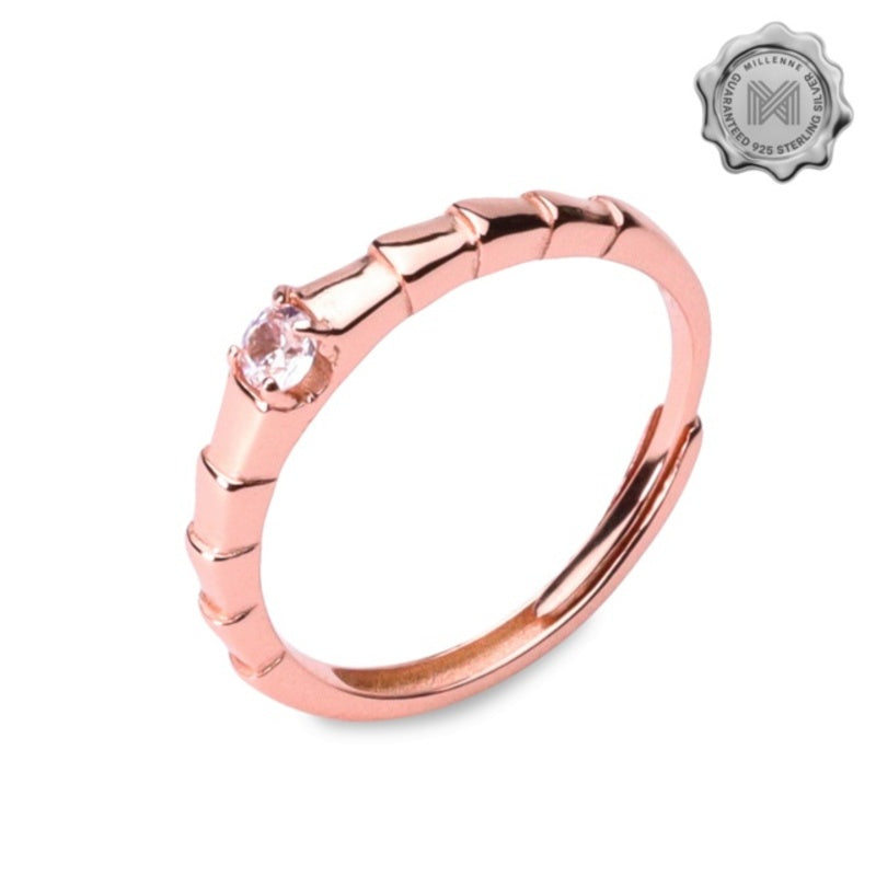 MILLENNE Minimal Petite Cubic Zirconia Rose Gold Stackable Ring with 925 Sterling Silver