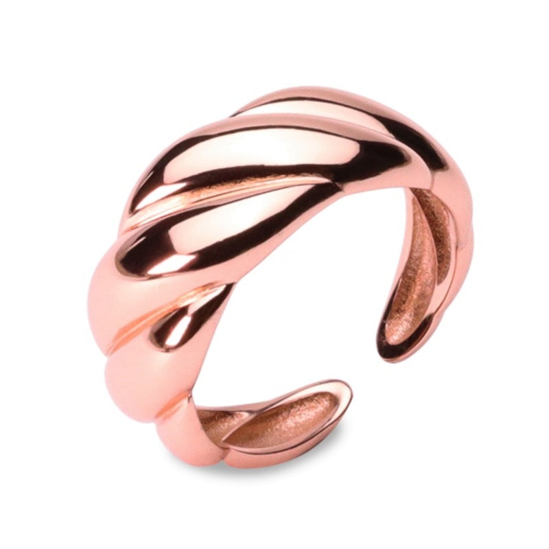 MILLENNE Millennia 2000 Croissant Rose Gold Ring with 925 Sterling Silver