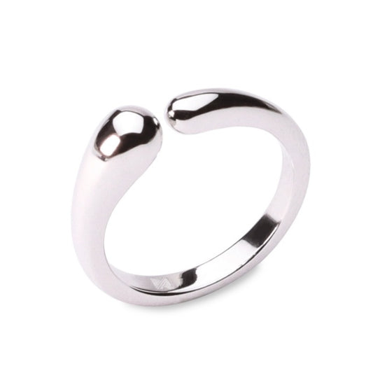 MILLENNE Minimal Organic Form White Gold Adjustable Ring with 925 Sterling Silver