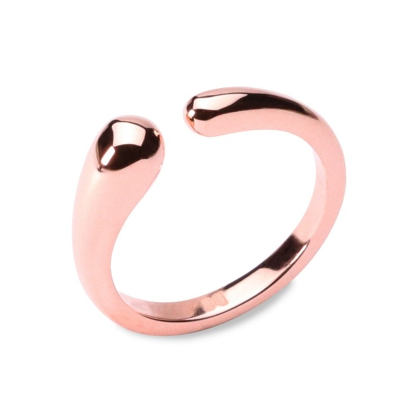 MILLENNE Minimal Organic Form Rose Gold Adjustable Ring with 925 Sterling Silver