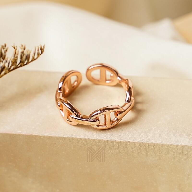 MILLENNE Millennia 2000 Tiny Buckles Rose Gold Ring with 925 Sterling Silver