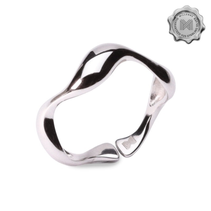 MILLENNE Millennia 2000 Rythymic Stackable White Gold Ring with 925 Sterling Silver