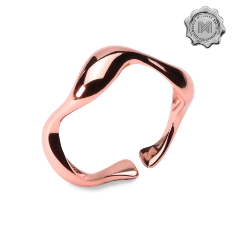 MILLENNE Millennia 2000 Rythymic Stackable Rose Gold Ring with 925 Sterling Silver