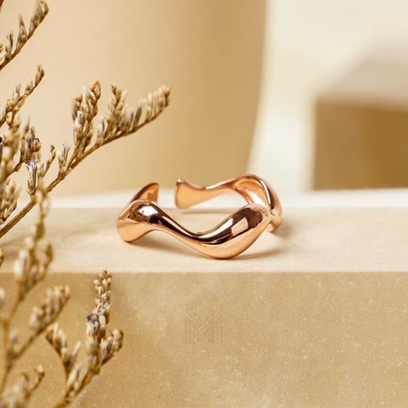 MILLENNE Millennia 2000 Rythymic Stackable Rose Gold Ring with 925 Sterling Silver