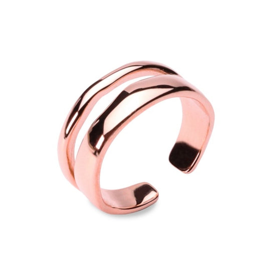 MILLENNE Millennia 2000 Double Line Stackable Rose Gold Ring with 925 Sterling Silver