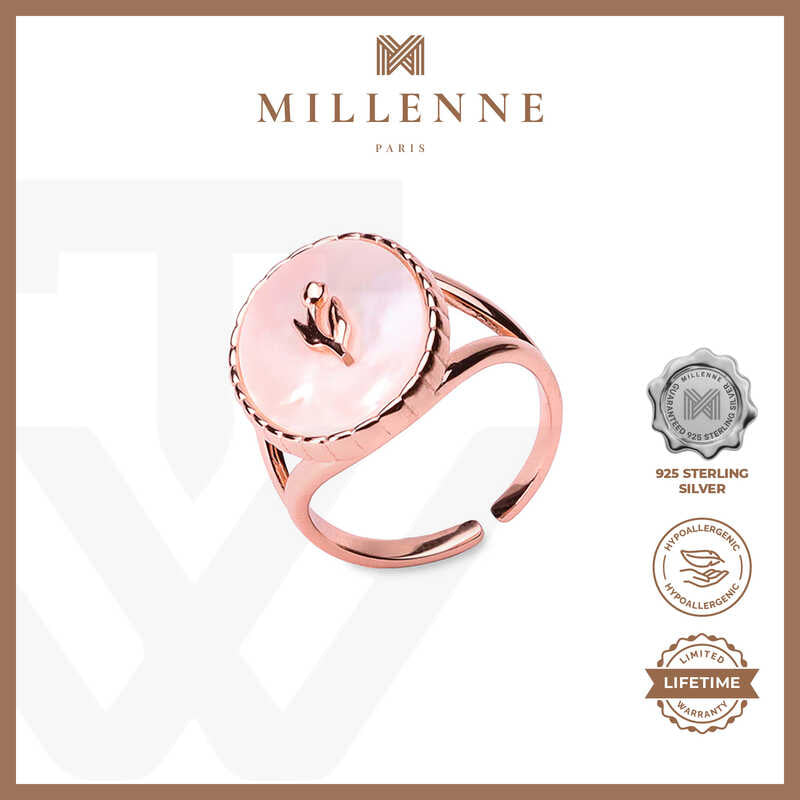 MILLENNE Millennia 2000 Mother of Pearls Victorian Bold Rose Gold Ring with 925 Sterling Silver