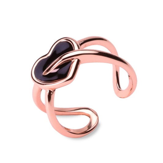 MILLENNE Millennia 2000 Gothic Heart Rose Gold Ring with 925 Sterling Silver