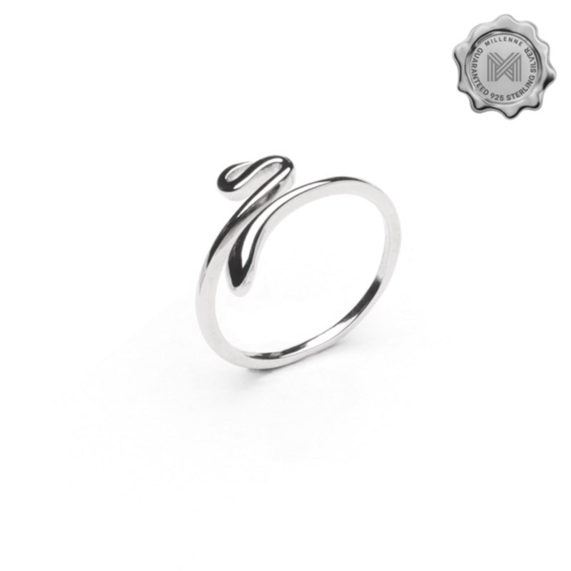 MILLENNE Millennia 2000 Sleek Serpent Silver Adjustable Ring with 925 Sterling Silver