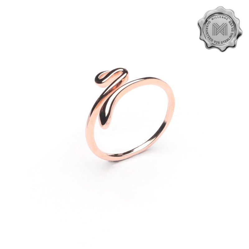 MILLENNE Millennia 2000 Sleek Serpent Rose Gold Adjustable Ring with 925 Sterling Silver