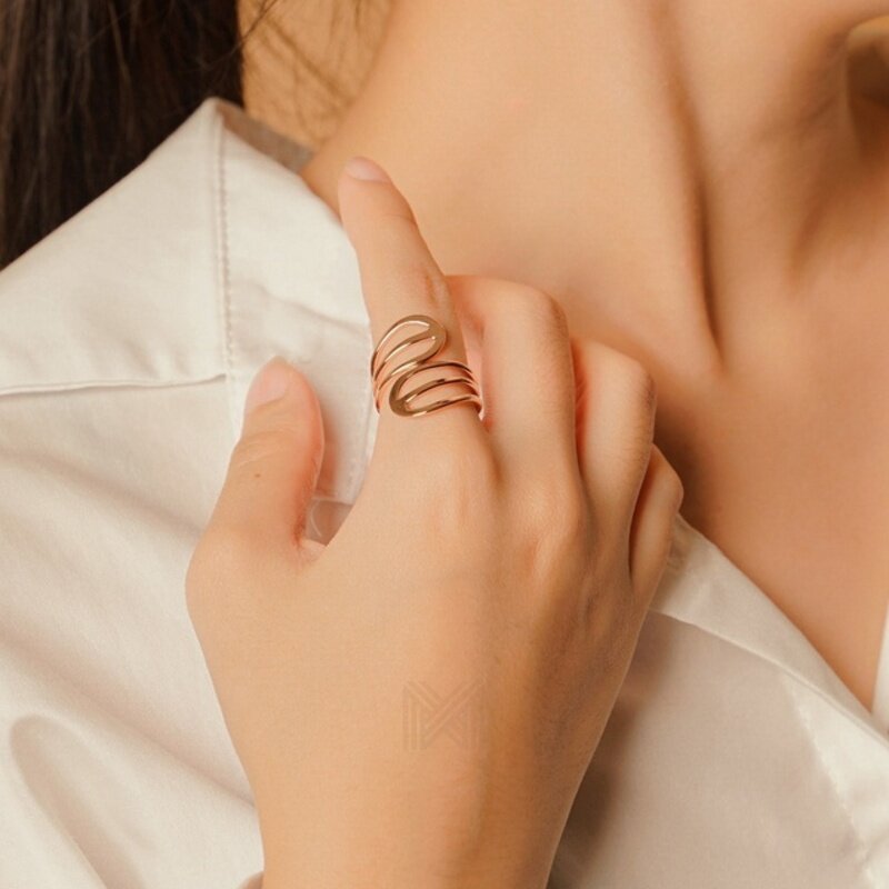 MILLENNE Minimal Open Airy Wire Rose Gold Ring with 925 Sterling Silver