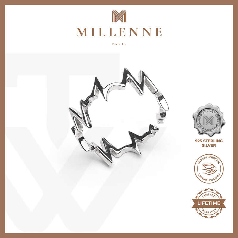 MILLENNE Millennia 2000 Heart Beat Silver Ring with 925 Sterling Silver